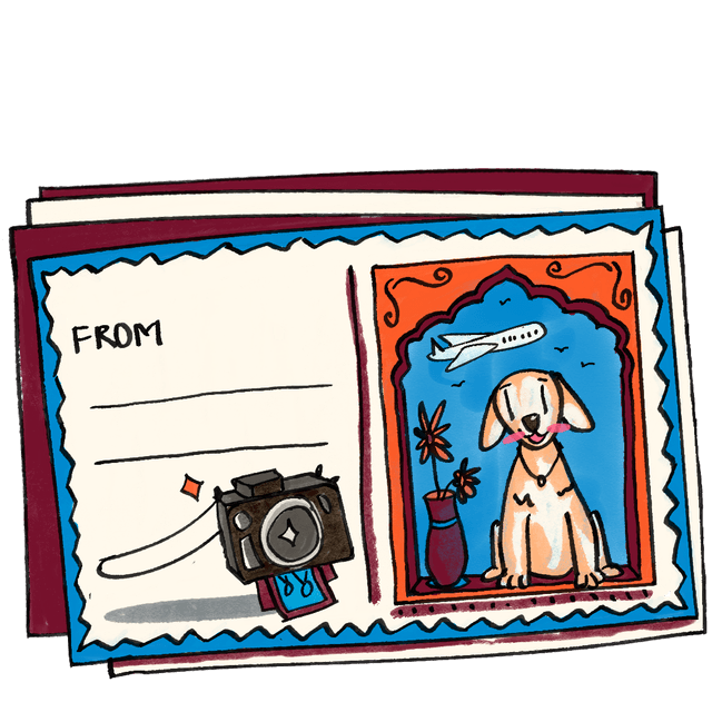 Illustrated pin pal letter, from side.